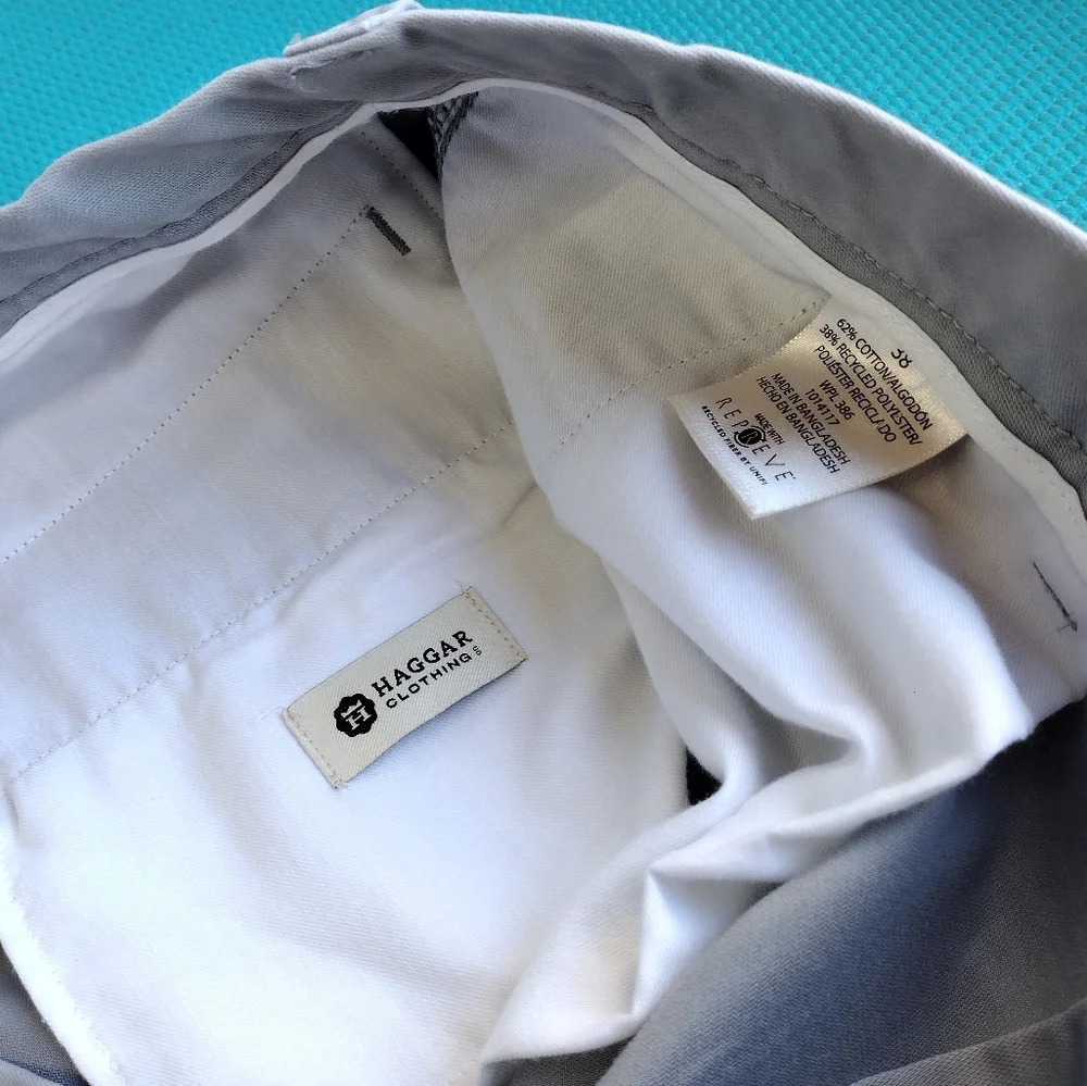 Haggar Men's Chino Bermuda Flat Front Shorts Gray Size 38